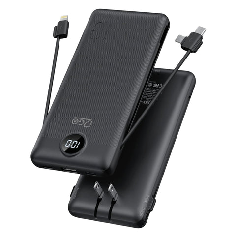 Batería Portátil con Cables y Enchufe 10000mAh