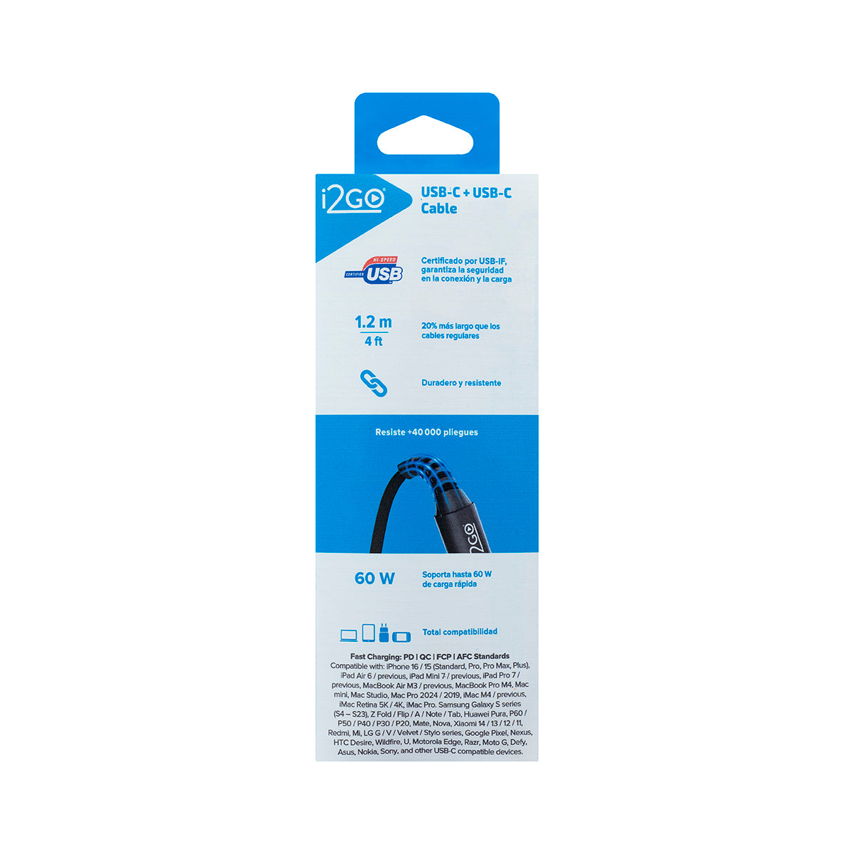 Cable USB-C a USB-C 1.2m
