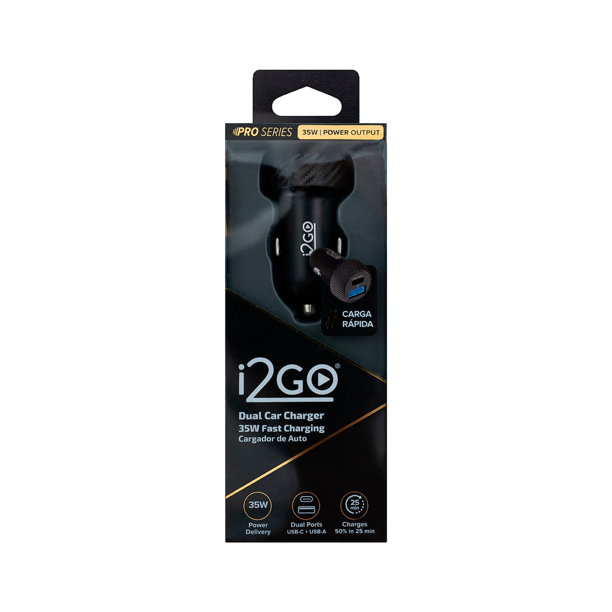Cargador de Carro 35W Power Delivery 2 puertos USB-A y USB-C